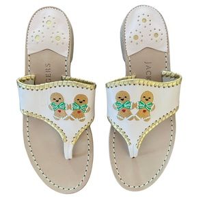 Jack Rogers Gingerbread Man Embroidered Thong Sandals Sold out